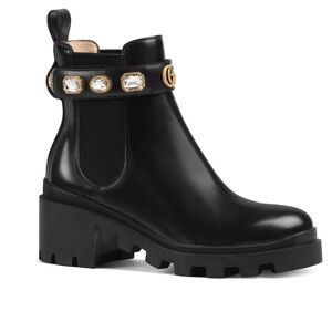 Gucci Trip Embellished Leather Booties